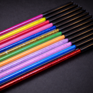 Lexan glitter canes collection on black background with multiple glitter color options